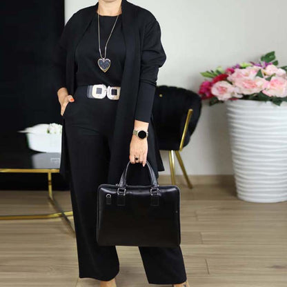⏳Zeitlich begrenztes Angebot⏰Elegantes 3-teiliges Set bestehend aus langem Cardigan, Top und Hose💞