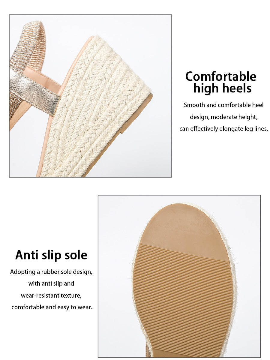 Sandales compensées tressées artisanales Ria Bootara pour femme – Sandales romaines tissées à bout ouvert (EU 35-42)