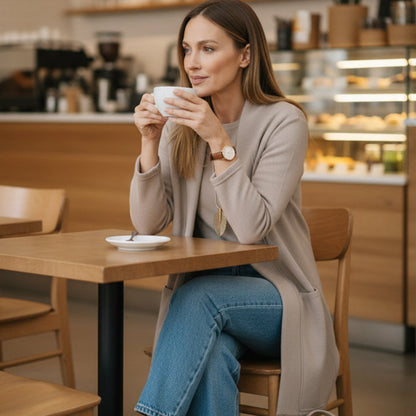 ⏳Zeitlich begrenztes Angebot⏰Elegantes 3-teiliges Set bestehend aus langem Cardigan, Top und Hose💞