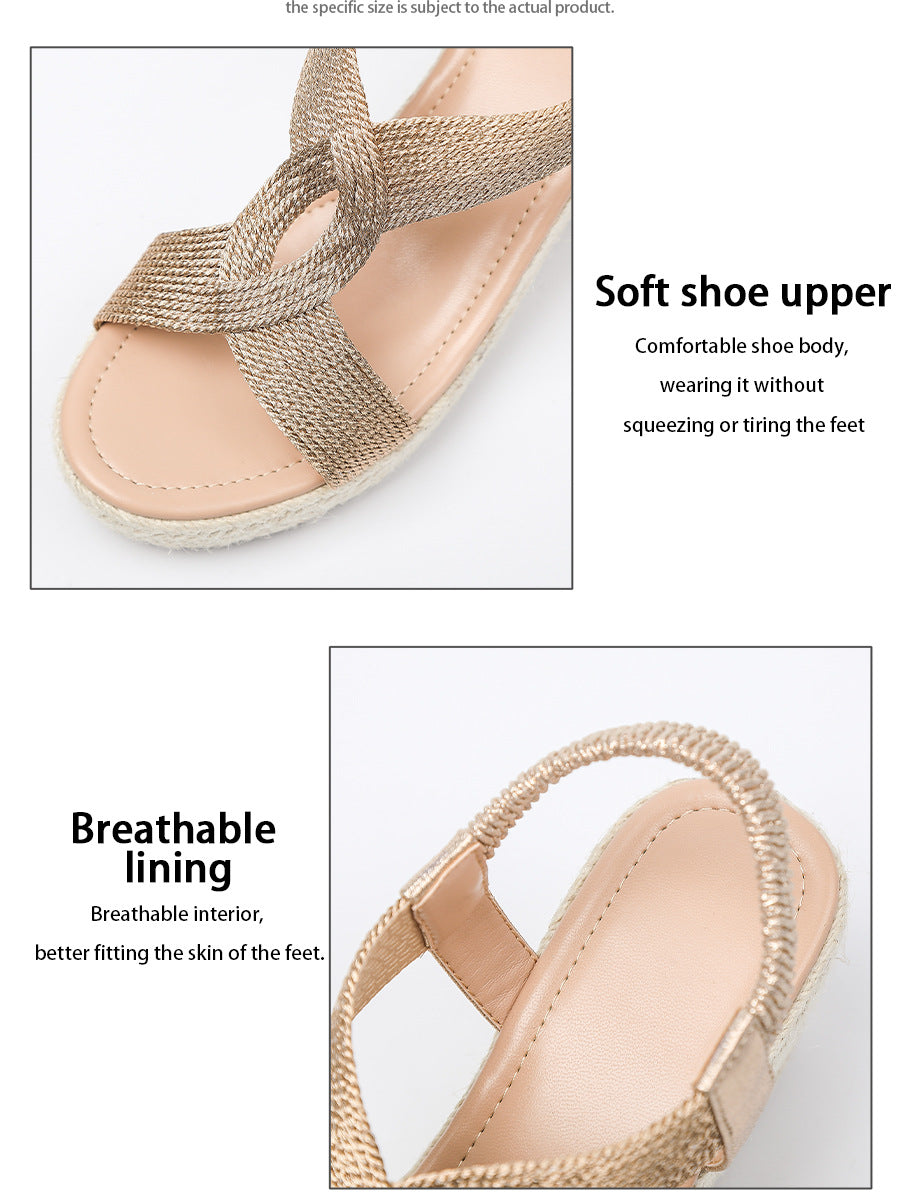 Bootara Women's Ria Braid Artisan Platform Wedge Sandals – Sculpted Woven Rope Open-Toe Roman Sandals (US 4–10.5)