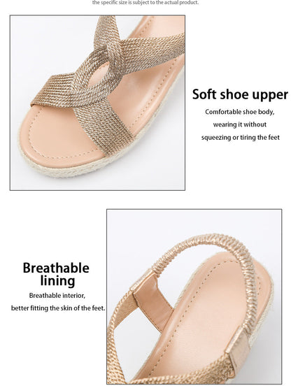 Bootara Damen Ria Braid Artisan Plateau Keilsandalen – geformte geflochtene Seil-Sandalen mit offener Zehenpartie im römischen Stil (EU 35–42)