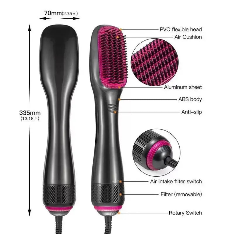 🔥LAST DAY 49% OFF🔥💇‍♀️3-in-1 Ionic Hair Dryer Brush ✨ One Step Hot Air Styling Brush for Straightening, Drying & Curling