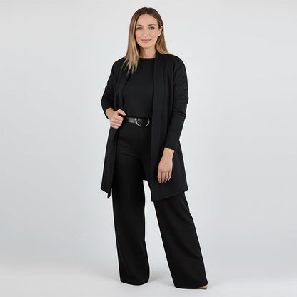 ⏳Zeitlich begrenztes Angebot⏰Elegantes 3-teiliges Set bestehend aus langem Cardigan, Top und Hose💞