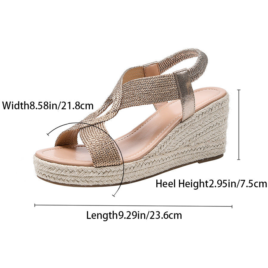 Sandales compensées tressées artisanales Ria Bootara pour femme – Sandales romaines tissées à bout ouvert (EU 35-42)