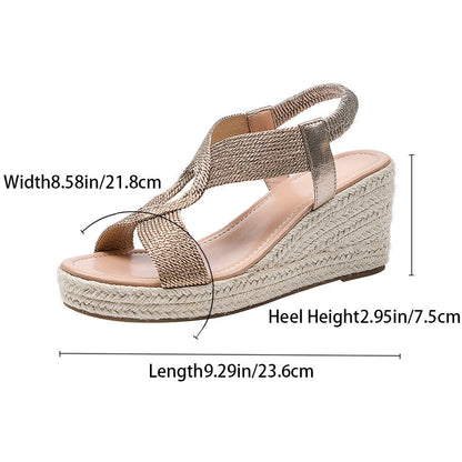 Bootara Damen Ria Braid Artisan Plateau Keilsandalen – geformte geflochtene Seil-Sandalen mit offener Zehenpartie im römischen Stil (EU 35–42)