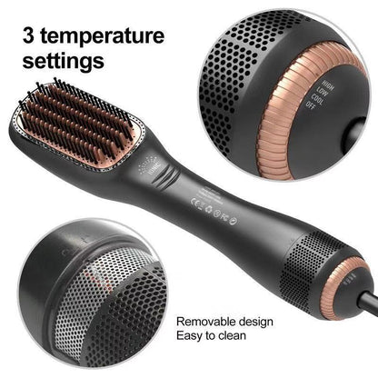 🔥LAST DAY 49% OFF🔥💇‍♀️3-in-1 Ionic Hair Dryer Brush ✨ One Step Hot Air Styling Brush for Straightening, Drying & Curling