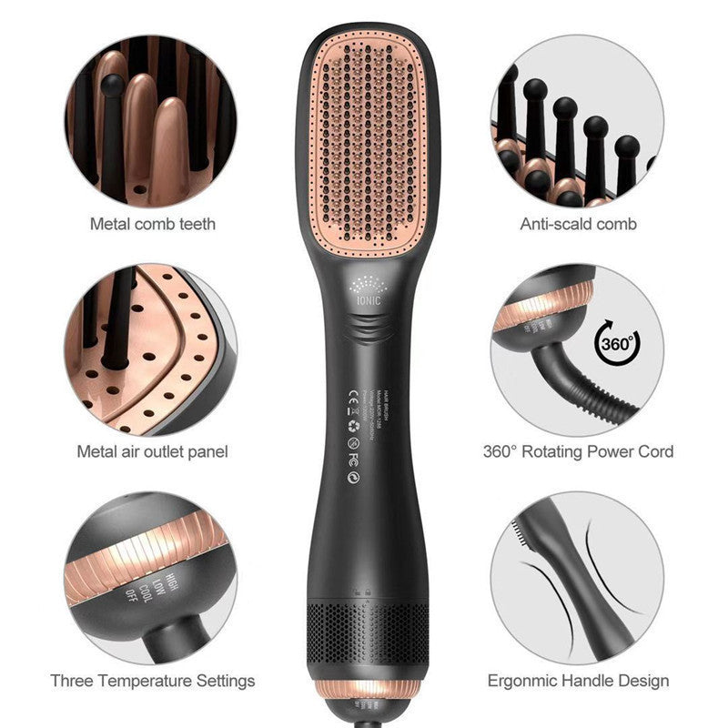🔥LAST DAY 49% OFF🔥💇‍♀️3-in-1 Ionic Hair Dryer Brush ✨ One Step Hot Air Styling Brush for Straightening, Drying & Curling