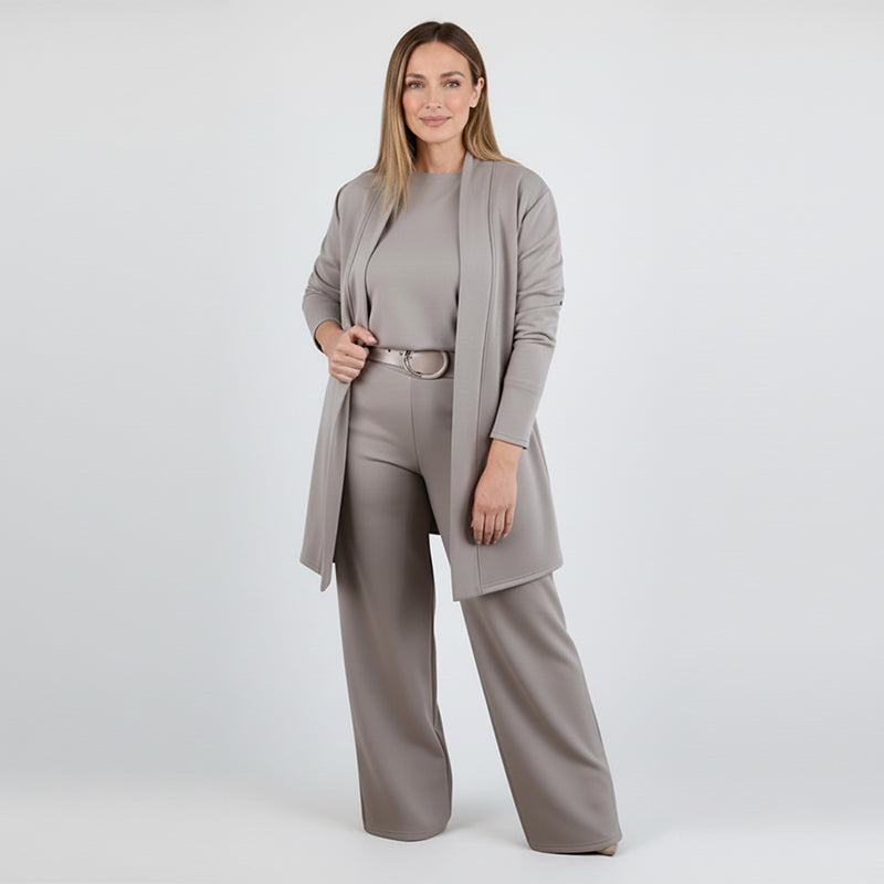 ⏳Zeitlich begrenztes Angebot⏰Elegantes 3-teiliges Set bestehend aus langem Cardigan, Top und Hose💞