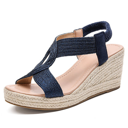 Bootara Damen Ria Braid Artisan Plateau Keilsandalen – geformte geflochtene Seil-Sandalen mit offener Zehenpartie im römischen Stil (EU 35–42)